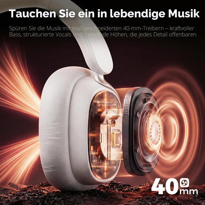 havit SPACE NC01H Hybrid Active Noise Cancelling Kopfhörer, Over Ear Bluetooth Kopfhörer mit 4 Mic E