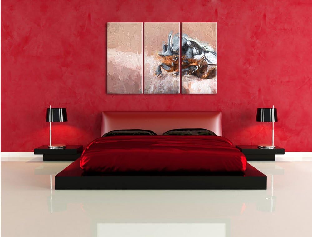 Pixxprint Nashornkäfer Porträt als Leinwandbild 3 teilig/Grösse: 3 Teilig (120x80) / Wandbild/Kunstd