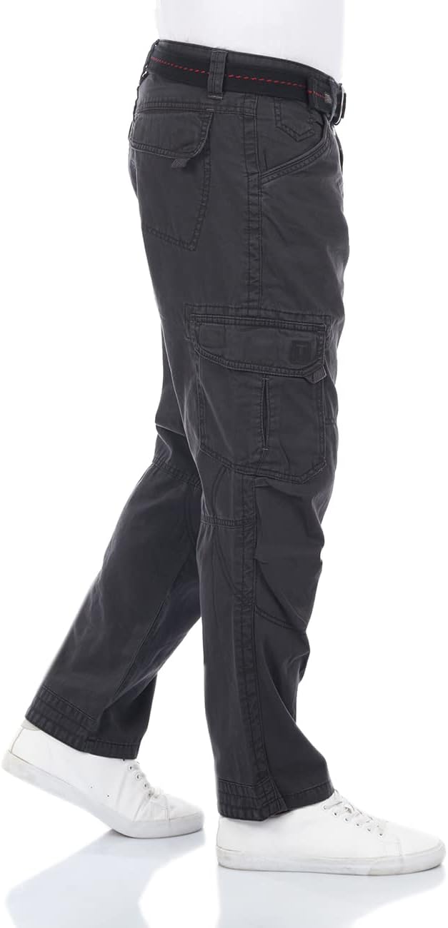 Timezone Herren Cargo Jeans Hose BenitoTZ Loose Fit Cargohose Stoffgürtel 100% Baumwolle Basic Tasch