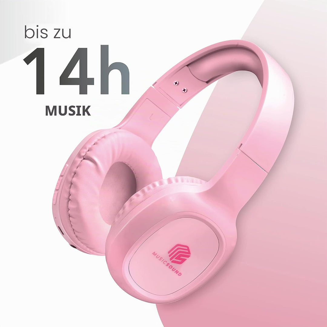 Music Sound | Bluetooth Kopfhörer Basic | Ohrmuschel-Bluetooth-Kopfhörer mit Ausziehbarem Kopfband –