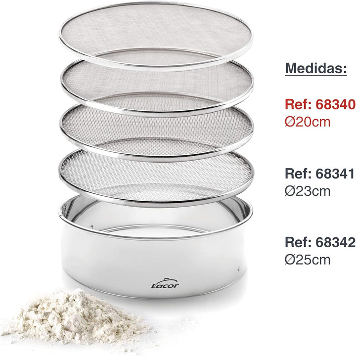 LACOR 4 AUSTAUSCHBARE MASCHE-SIEB. 20 cm, Edelstahl,