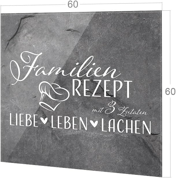 GRAZDesign Spritzschutz Küchenrückwand Glas Küche für Herd & Küchenspüle, Grau mit Spruch - Glasplat