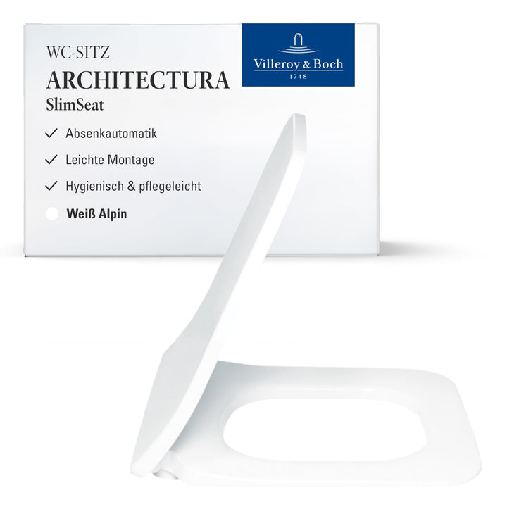 Villeroy & Boch Architectura WC-Sitz SlimSeat, Toilettendeckel mit Absenkautomatik, abnehmbarer Toil