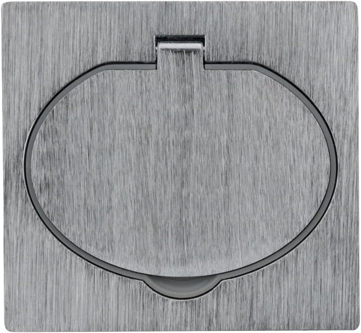 Schuko Bodensteckdose 16 A, gebürstetes Aluminium-Finish, IP44 mit Installationsbox