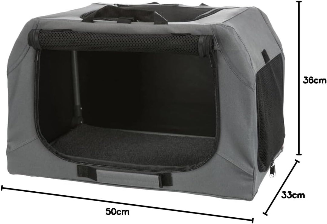 Trixie soft kennel easy reisbench grijs (50X36X33 CM)