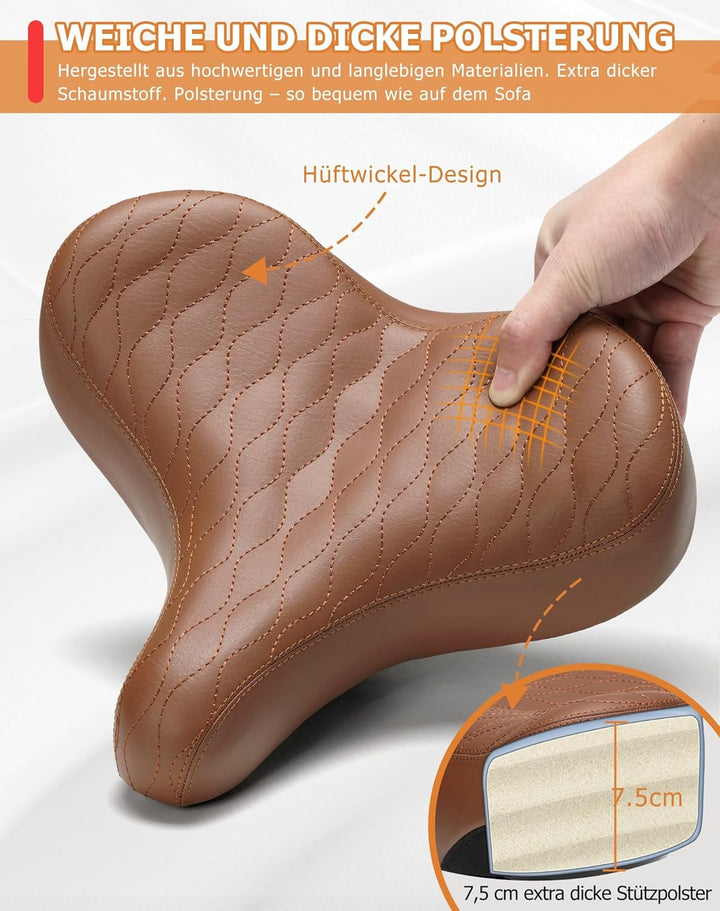 Übergrosser Fahrradsattel Herren & Damen, Bequem, Weich Memory Foam, Ergonomisch, Extra Breit Bequem