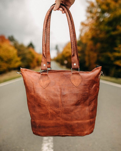 Gusti Handtasche Leder- Therese Damen Handtasche Umhängetasche Shopper Ledertasche Braun Leder