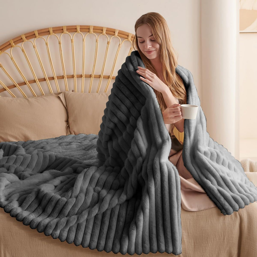 Lanqinglv Kuscheldecke Flauschig Decke Grau,Dicke Kuscheldecke Plüsch Flanell Decke,Weiche Warme Win