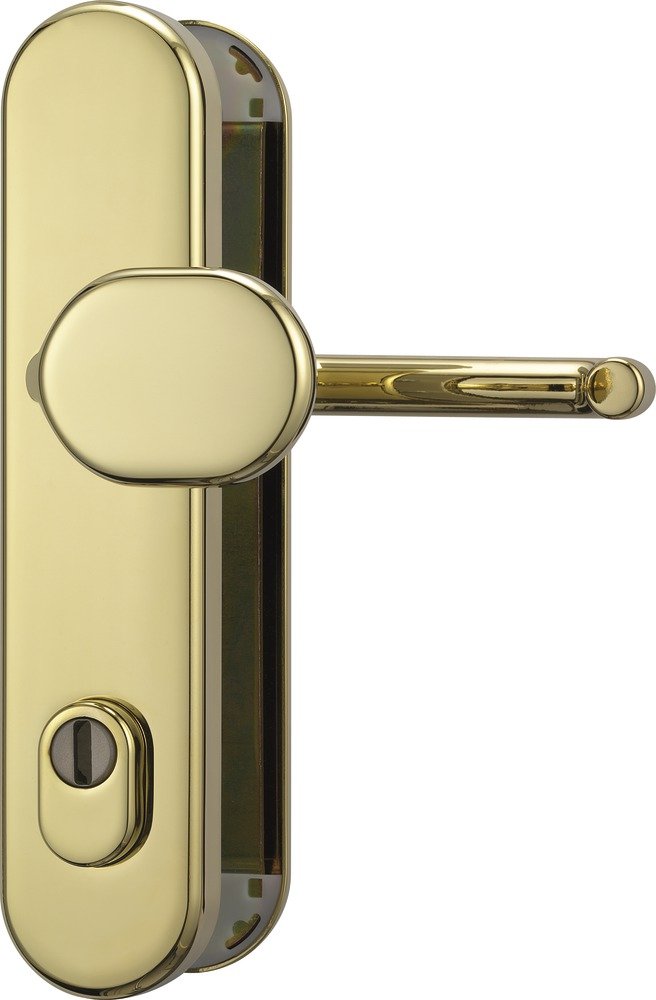 ABUS Tür-Schutzbeschlag HLZS814 MS messing mit Zylinderschutz rund 12245 F3 Silber Wechselgarnitur,