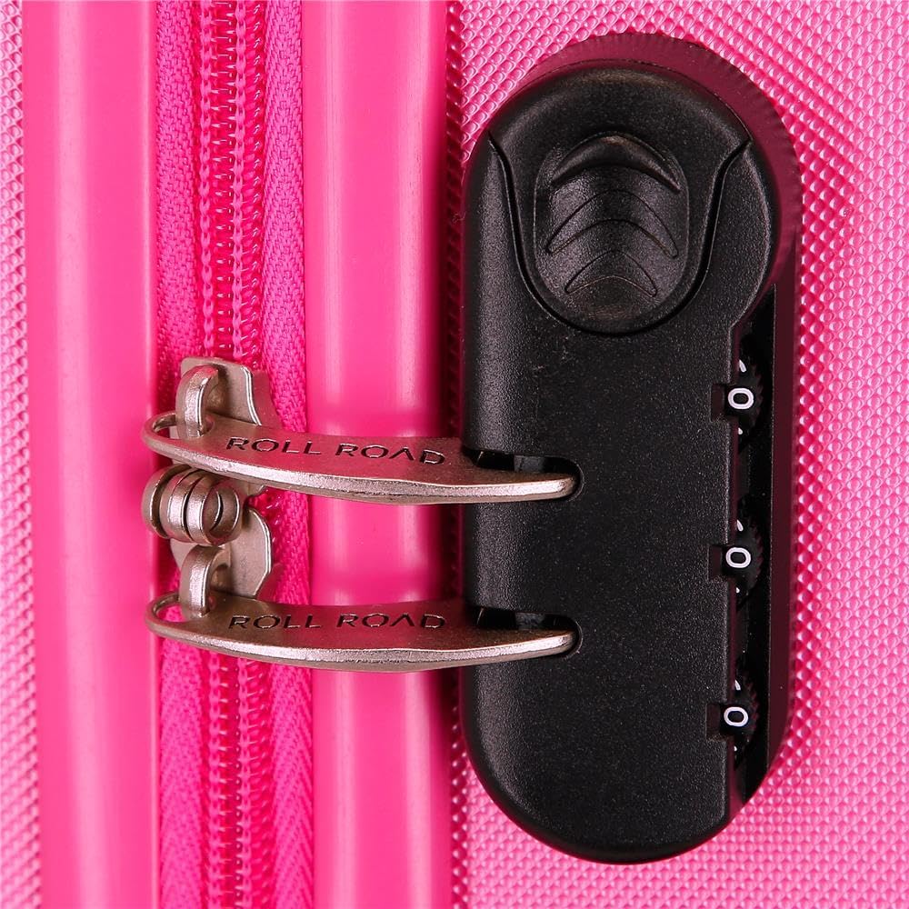 Roll Road Flex Hartschalenkoffer aus ABS-Material, Seitliches Zahlenschloss, 4 Doppelrollen Handgepä