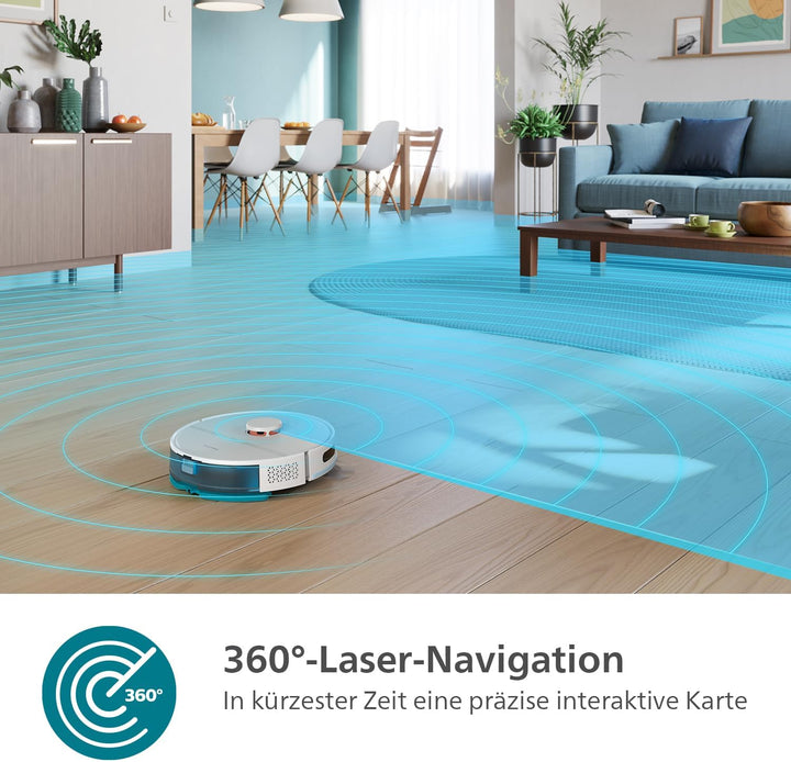 Philips Homerun Serie 2000: 2-in-1 Saug- und Wischroboter, 130 Minuten Laufzeit, Lasernavigation, Te
