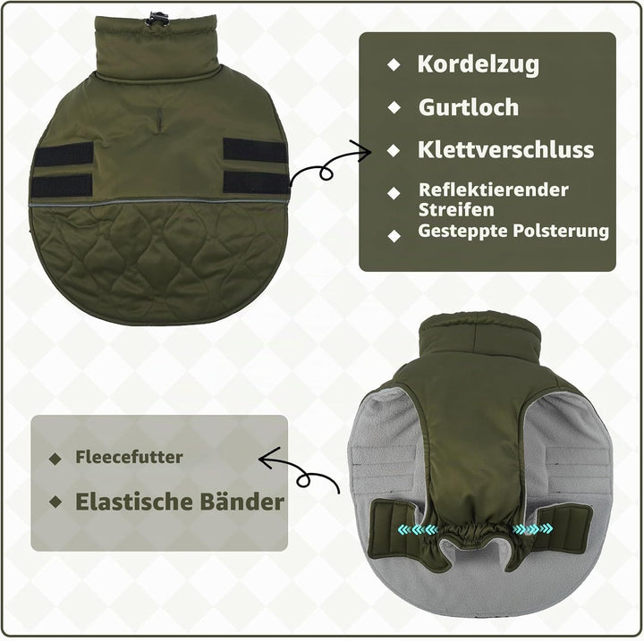 Hundemantel, Wattierend Winterjacke Geschirröffnung, Warme Wintermantel Gefüttert Kleidung Mantel fü