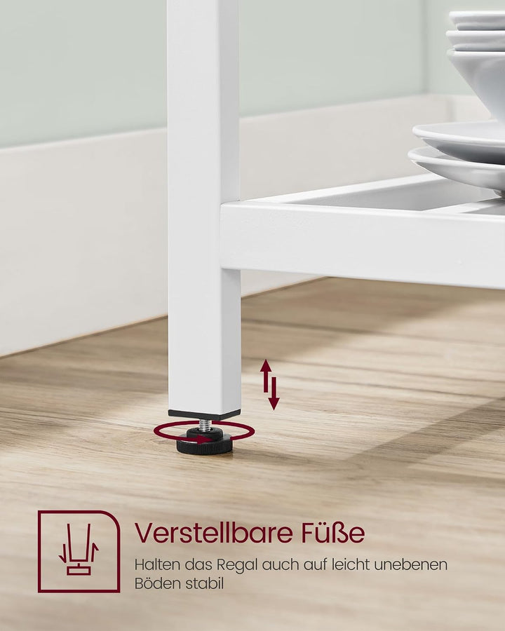 VASAGLE Küchenregal mit grosser Arbeitsplatte, 3-stufiges Gewürzregal Eichenfarben + Weiss, Eichenfa