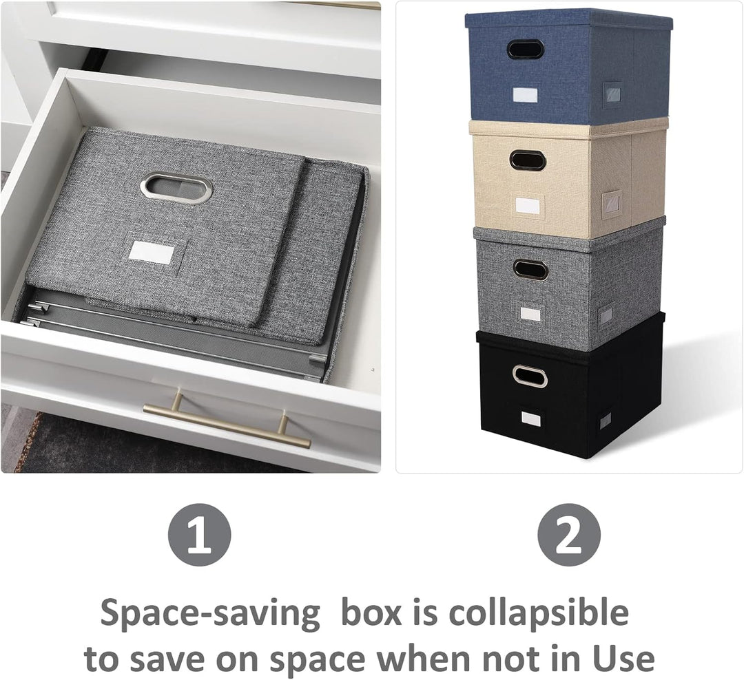 Akten-Organizer, faltbare Aufbewahrungsbox mit 10 Hängeregistratur-Ordner, Aktenbox mit Deckel, grau