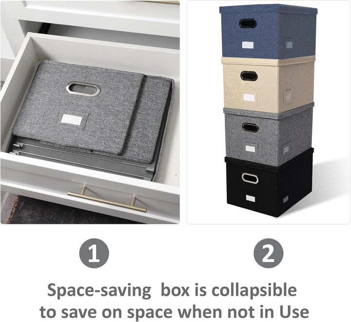 Akten-Organizer, faltbare Aufbewahrungsbox mit 10 Hängeregistratur-Ordner, Aktenbox mit Deckel, grau
