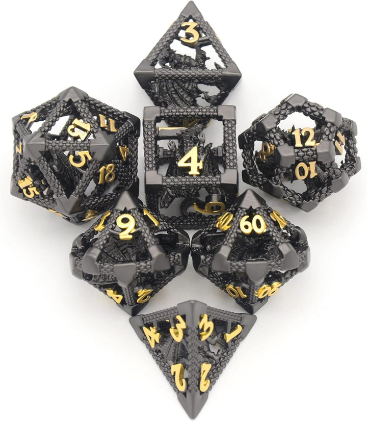 DND Würfel, Dungeons and Dragons Würfel Set HNCCESG Metall Spielwürfel Hohle 3D Drachen D&D Würfel P