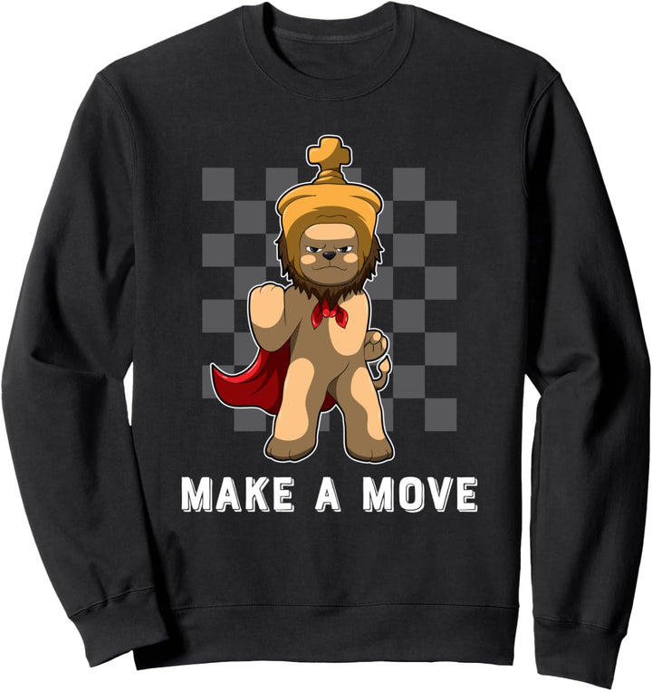 Schachbrettmuster mit Löwe König Figur- Schach Sweatshirt
