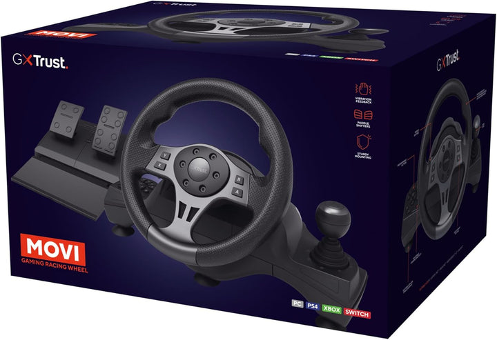 Trust GXT 289 Movi Gaming Lenkrad PC, Xbox Series X/S, PS4, Nintendo Switch, Racing Wheel mit Pedale
