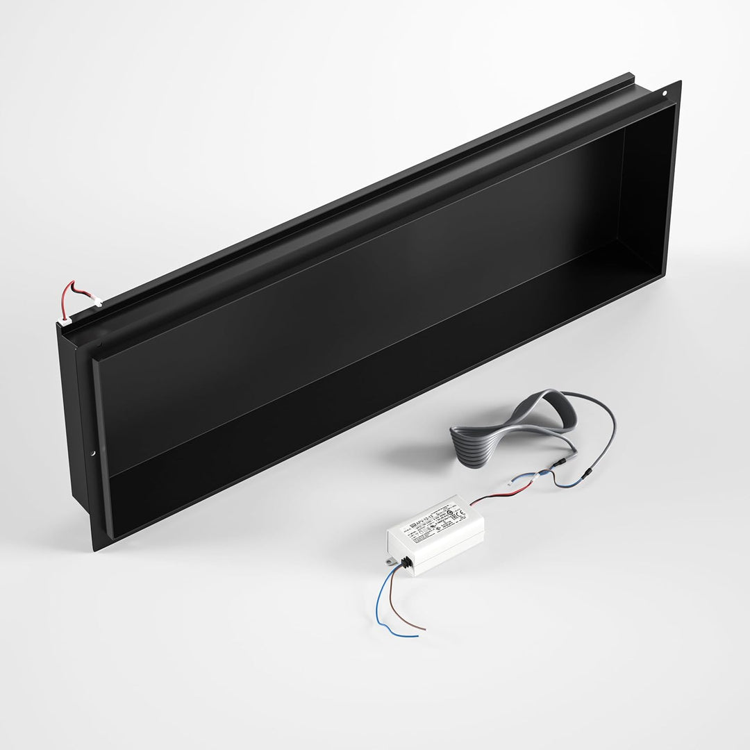 Wandnische Dusche Edelstahl, wasserdichte Nische mit LED-Licht, Eingebettete Duschnische 90x30x10cm,