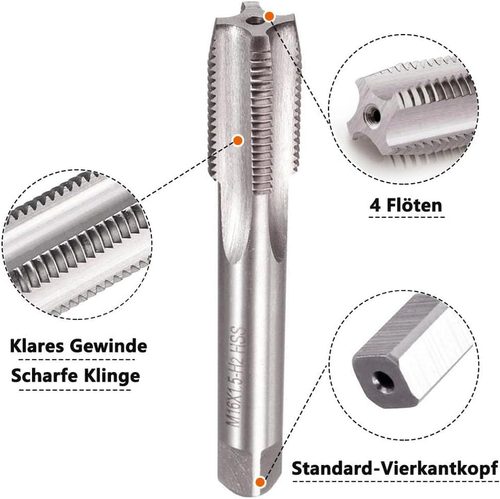 Saipor M16 X 1,5 Metrisch Gewindeschneid und Gewindeschneideisen M16 X 1,5mm HSS Gewindebohrer und S