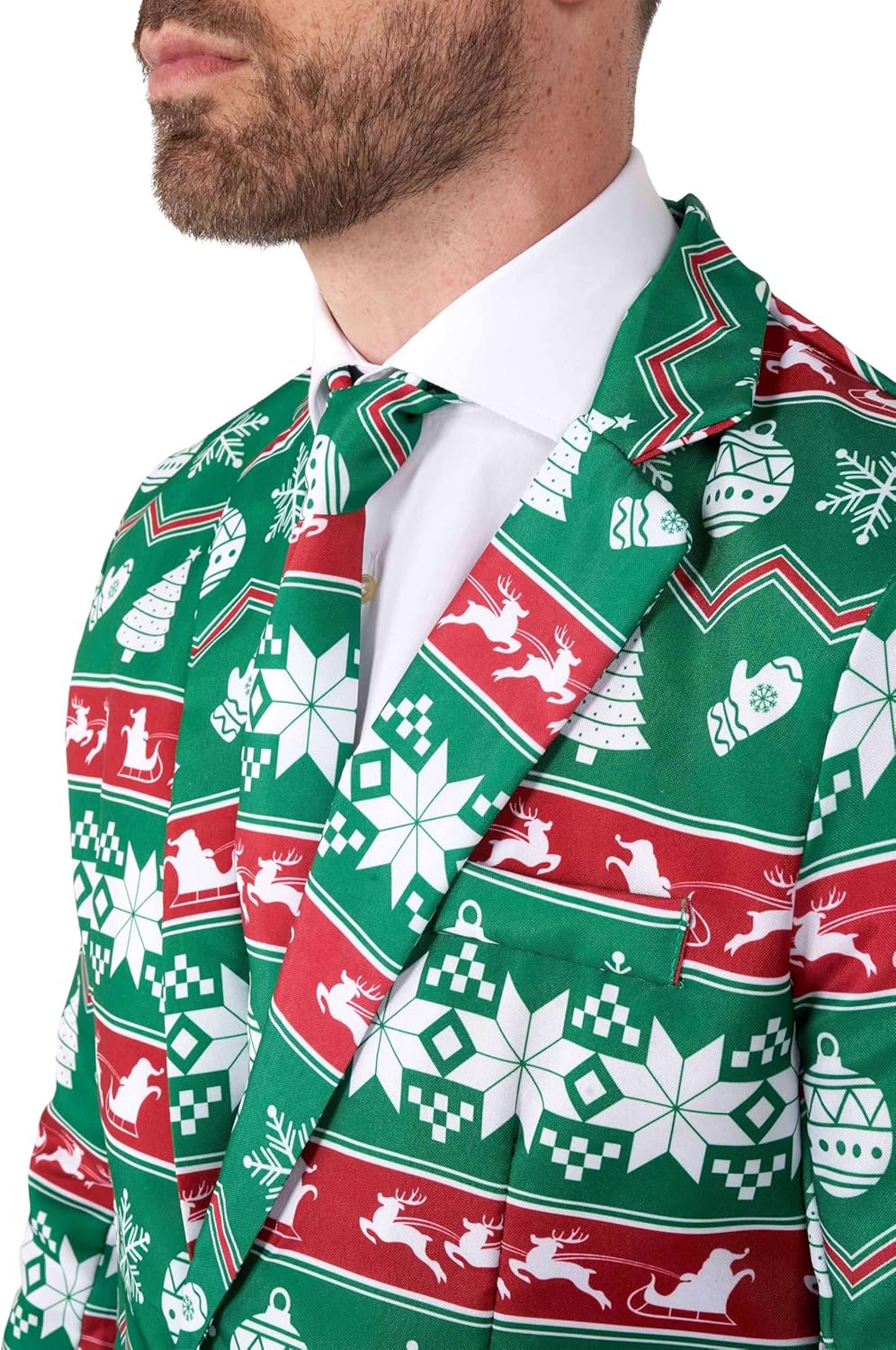 Suitmeister Herren-Weihnachtsanzug – hässliches Festtagsoutfit – bestehend aus Blazer, Hose und Kraw