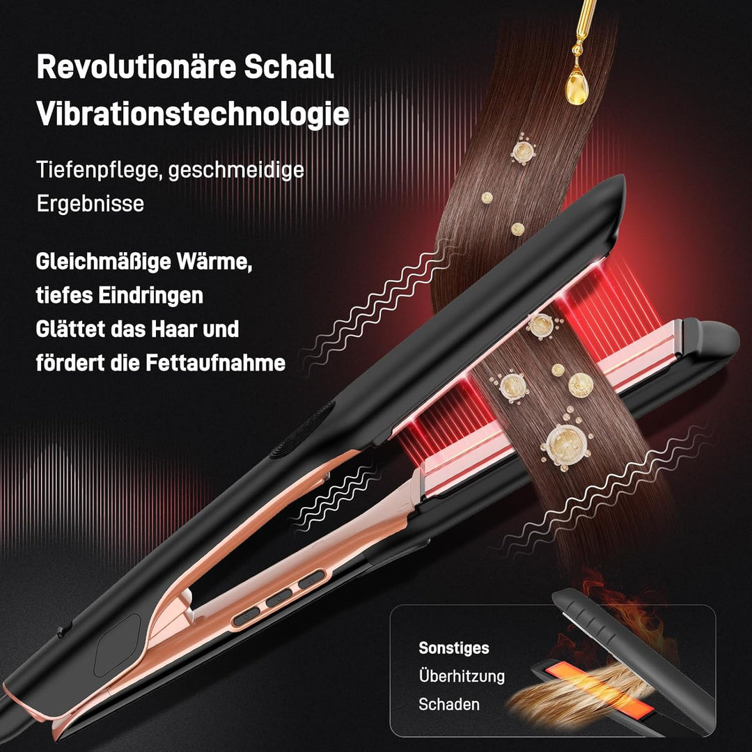 【Professionelles Keramik-Glätteisen】1.75“ Ionen-Haarglätter mit LCD-Temperaturanzeige – Individuelle