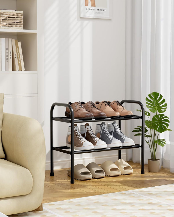 Kitsure Ausziehbares Schuhregal, 2-stöckiger Verstellbarer Metall-Schuhorganisator, Robustes und ros