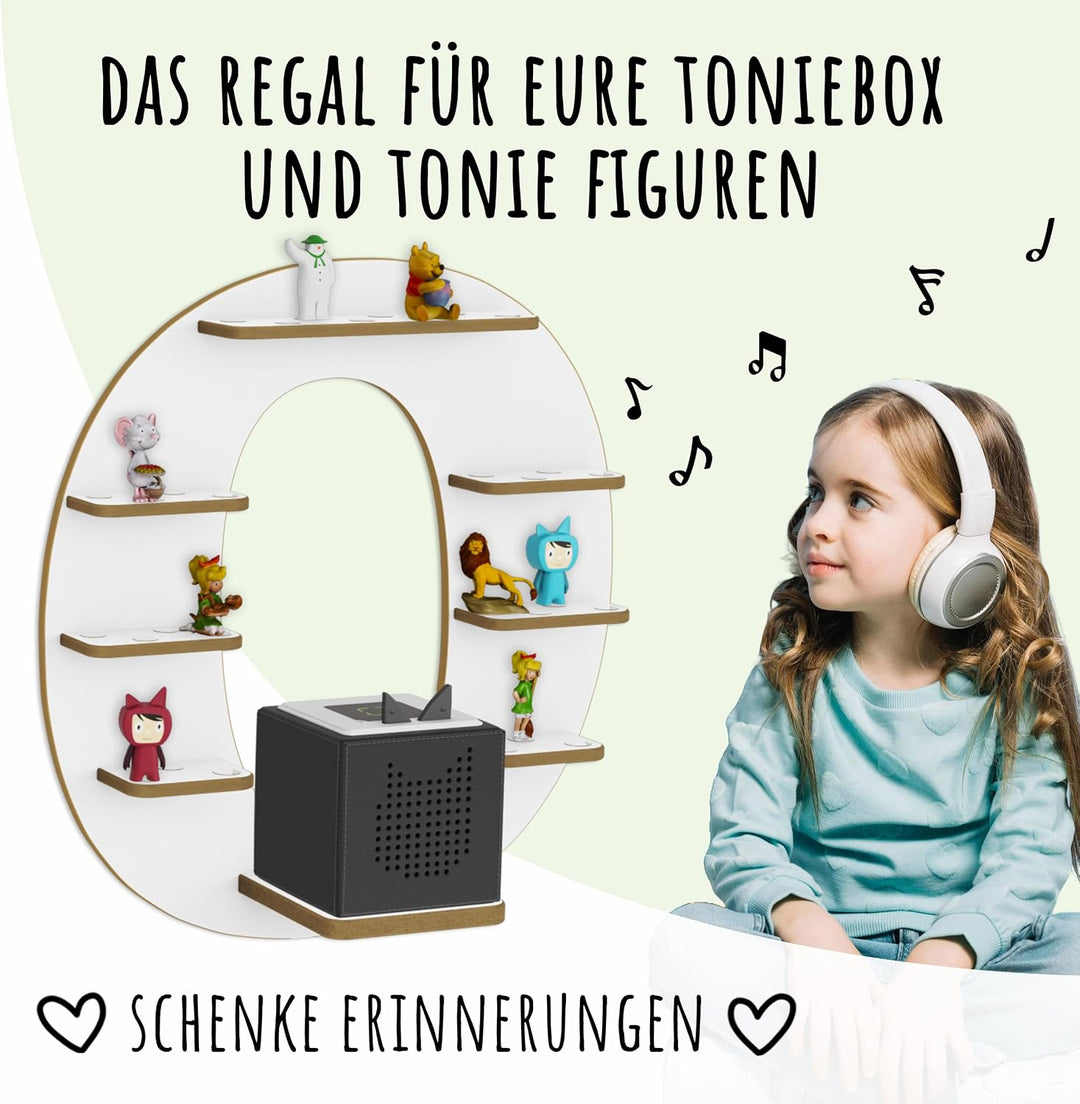 Regal Buchstabe für Toniebox, Wandregal für Tonie Figuren, personalisiert mit Name, Aufbewahrung für
