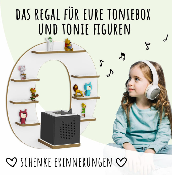 Regal Buchstabe für Toniebox, Wandregal für Tonie Figuren, personalisiert mit Name, Aufbewahrung für