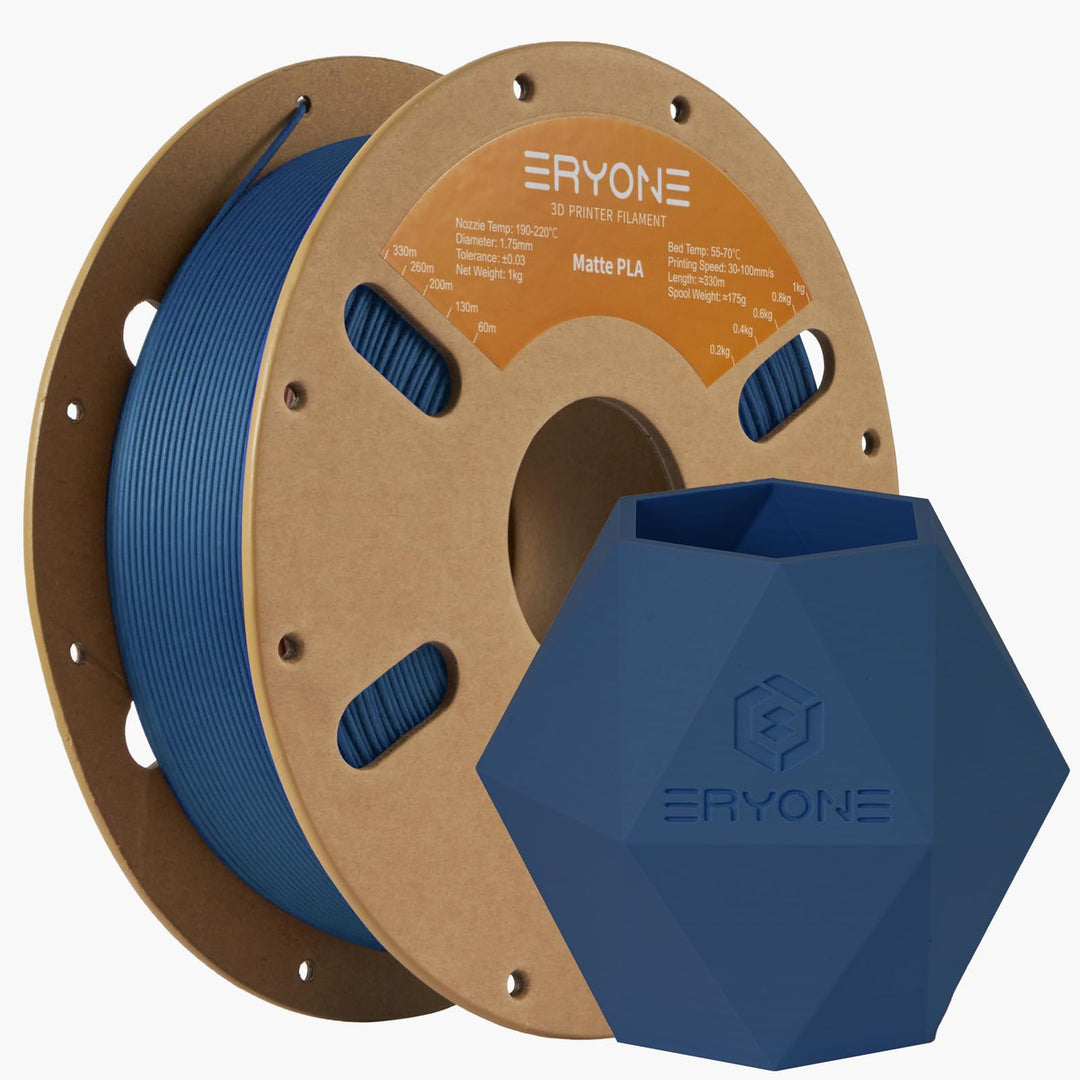 ERYONE Matte PLA 3D Drucker Filament 1.75mm, Massgenauigkeit +/- 0.03 mm, 1 kg 1 Spule, Matte Marine
