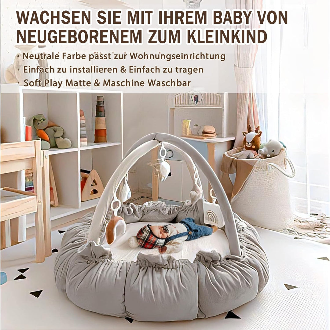 Mallify 5-in-1-Wandelbares Baby-Spielbogen mit 6 Spielzeug, Spieldecke zur Förderung der sensorische