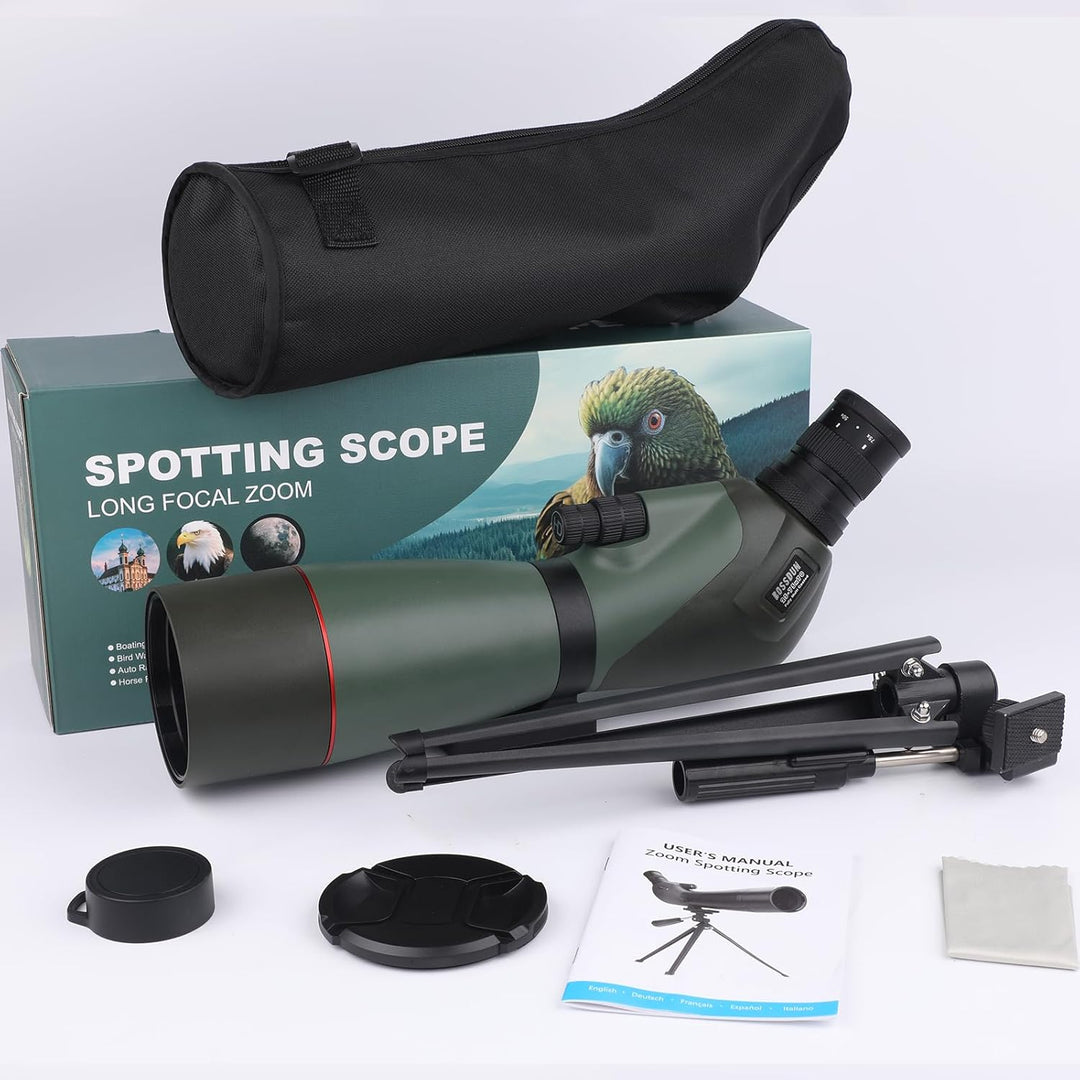 HD Spektiv Sportschützen mit Stativ- und Smartphone-Adapter, Zoom Bak4 Prism FMC Lens 45-Grad-abgewi