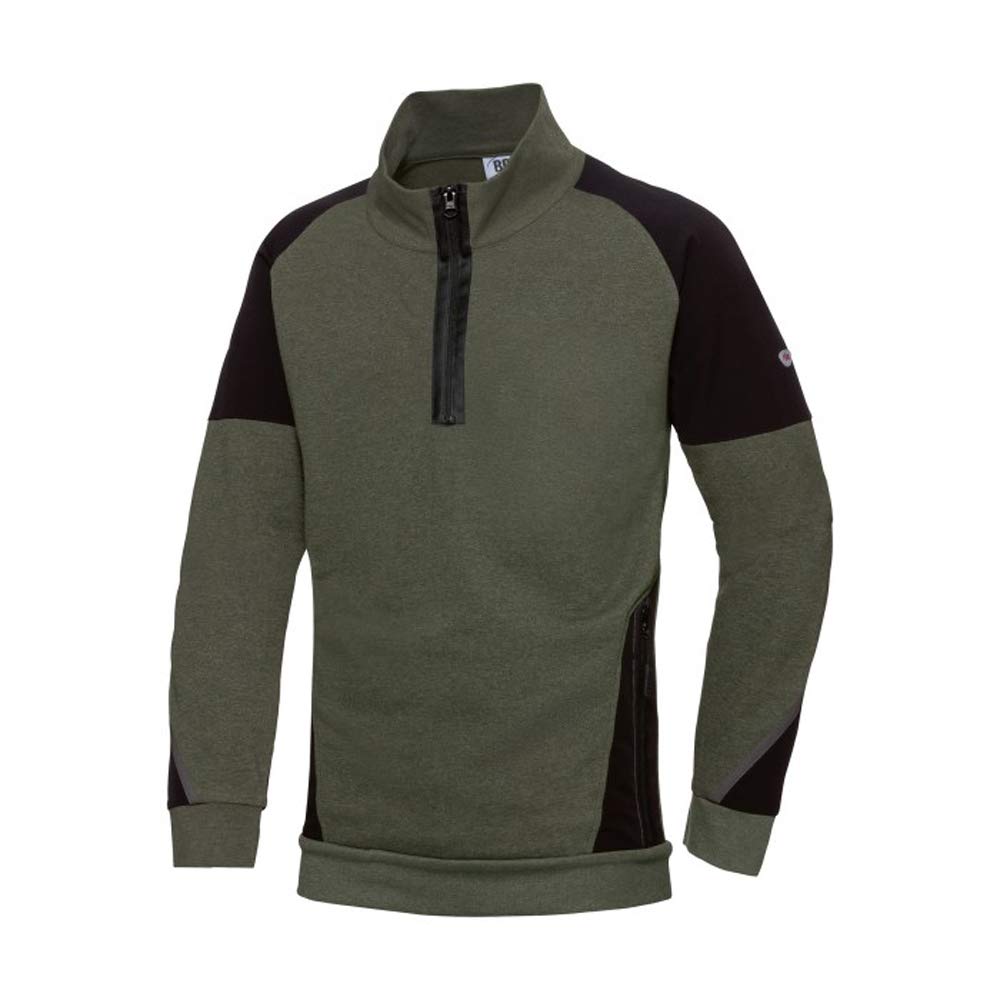 BP 1828-293-7332-2XL Herren-Sweatshirt mit halbem Reissverschluss, Lange Ärmel, hoher Kragen mit Rei
