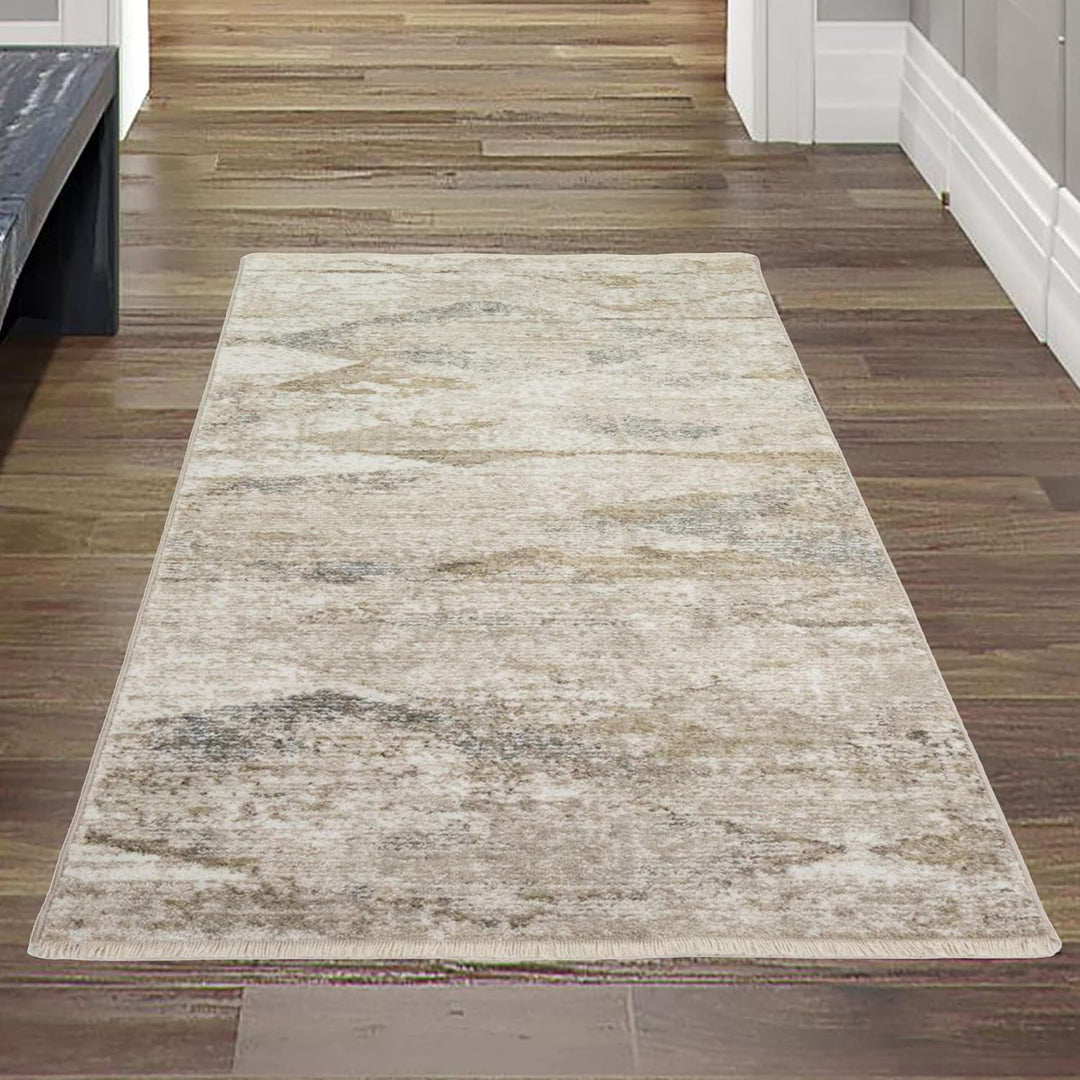 Teppich-Traum Landhaus Teppich Flur Wohnzimmer abstraktes Rautendesign | kurzfransig | Creme braun G