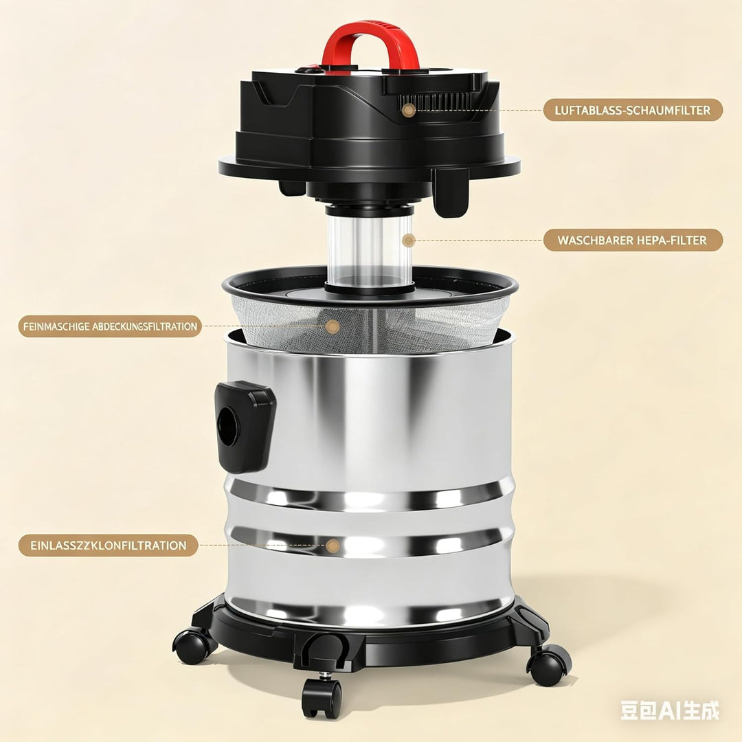 Nass- und Trockensauger 1800W, 18L Edelstahl Behälter, Allzweck Staubsauger für Teppich &amp; Glatte Böd