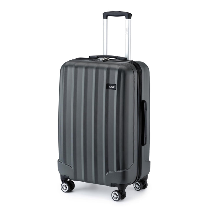 KONO Hartschale Gepäck Leichten ABS Reisekoffer Rollenkoffer 4 Rollen Grau L, Grau L
