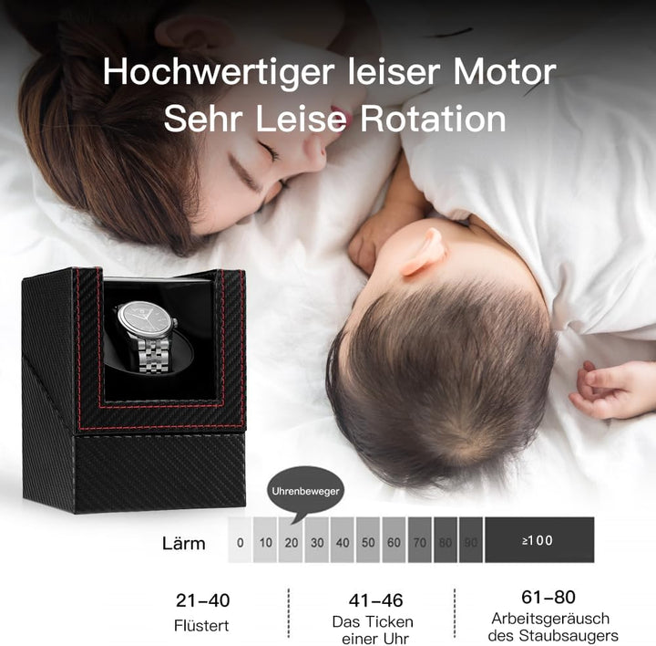 LINGFANSTORE Automatische Uhrenbeweger Box,luxuriöser Single Uhrenbeweger,Uhrengehäuse mit leisem Ma