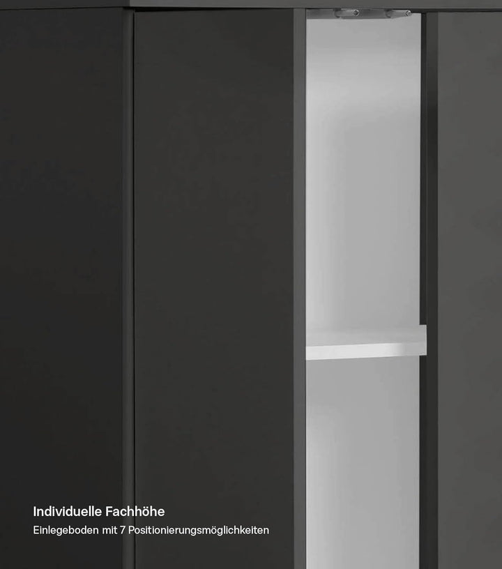 mokebo® Mehrzweckschrank 60 cm Breite 'Der Kurze', Schrank schmal, Schuhschrank in Schwarz, Aktensch