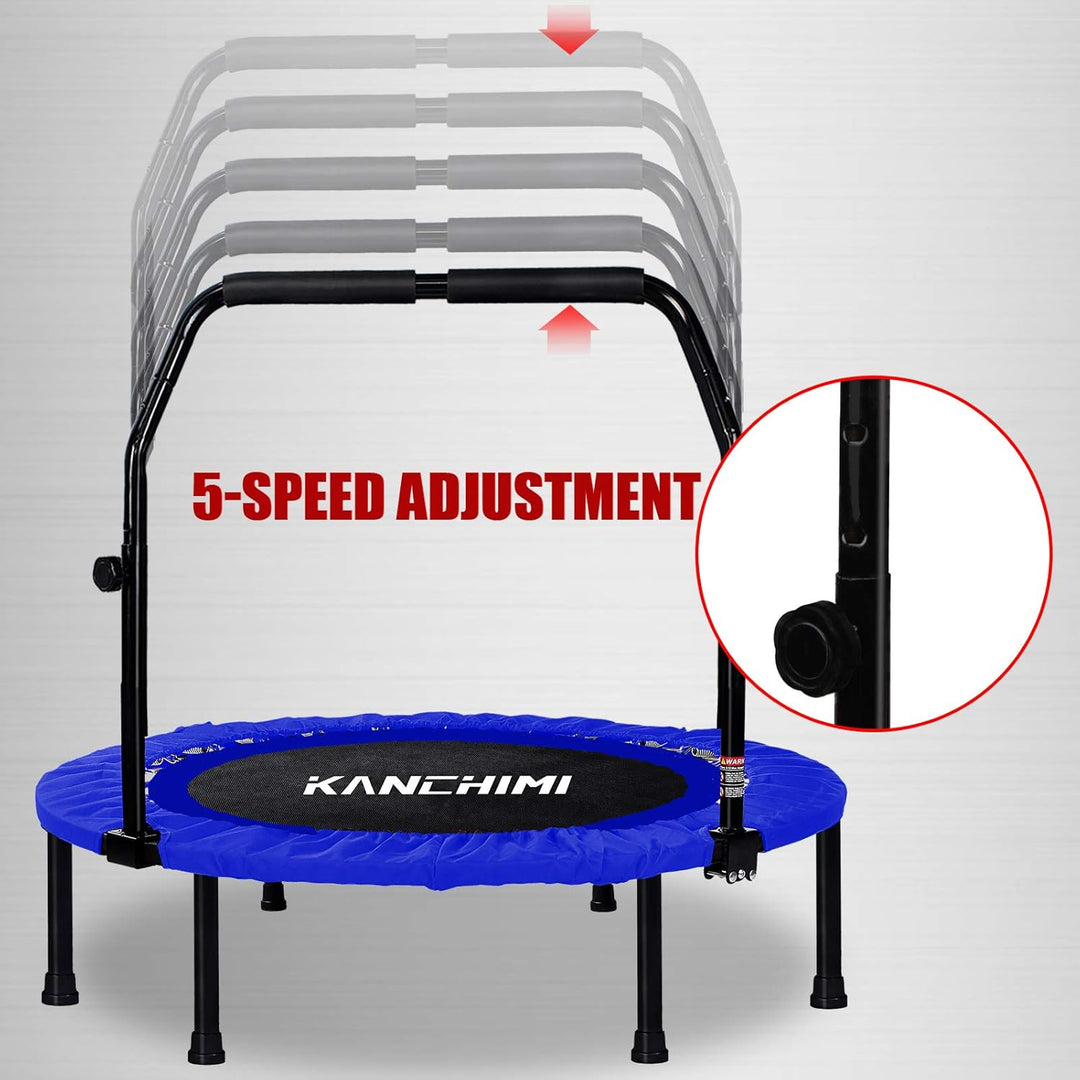 Kanchimi Faltbar Mini Fitness Indoor Exercise Workout Rebounder Sport Trampolin mit Griff, 8 Blau