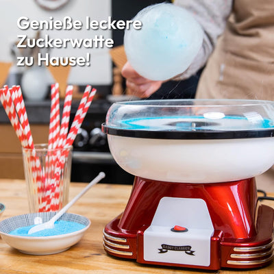 Gadgy Zuckerwattemaschine für zuhause - Retro Cotton Candy Machine - Zuckerwatte Maschine mit Stäbch