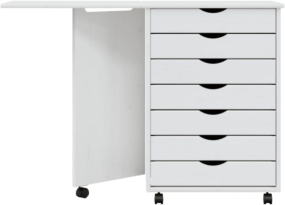 Mobiler Aktenschrank Lagerschrank mit Schreibtisch Beistellschrank mit Rollen für Wohnzimmer Schlafz