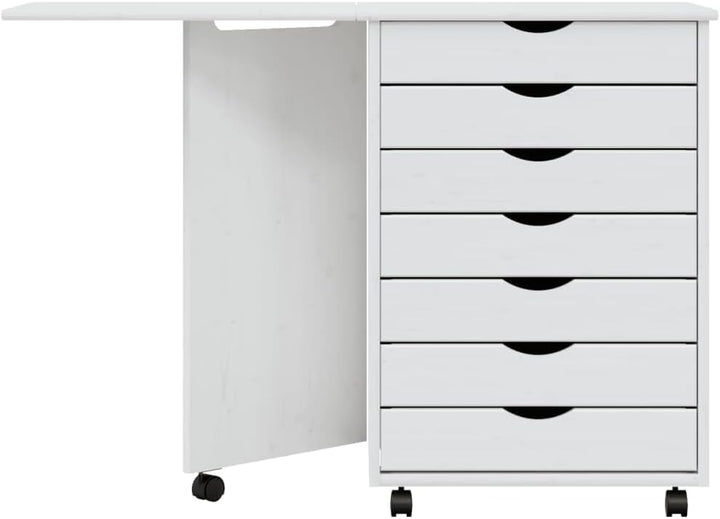 Mobiler Aktenschrank Lagerschrank mit Schreibtisch Beistellschrank mit Rollen für Wohnzimmer Schlafz