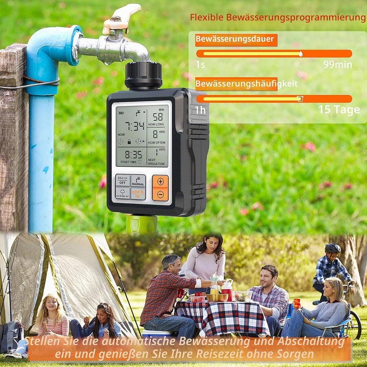 CROSOFMI Bewässerungscomputer Wasserzeitschaltuhr Garten Zeitschaltuhr Bewässerung,Grosses 3-Zoll-Di