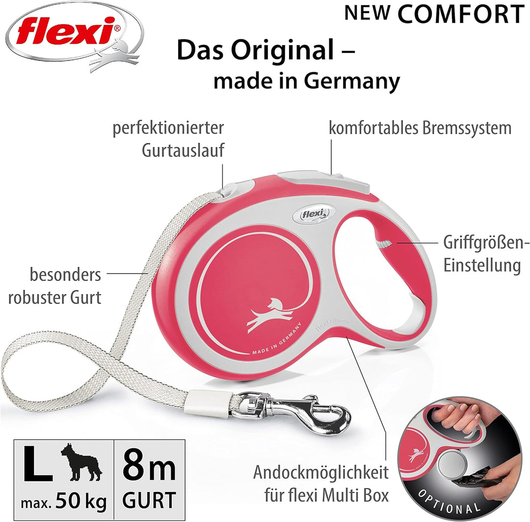 flexi Rollleine New Comfort - rot- L - 8 m, 4000498043806, rot, small Single, Single