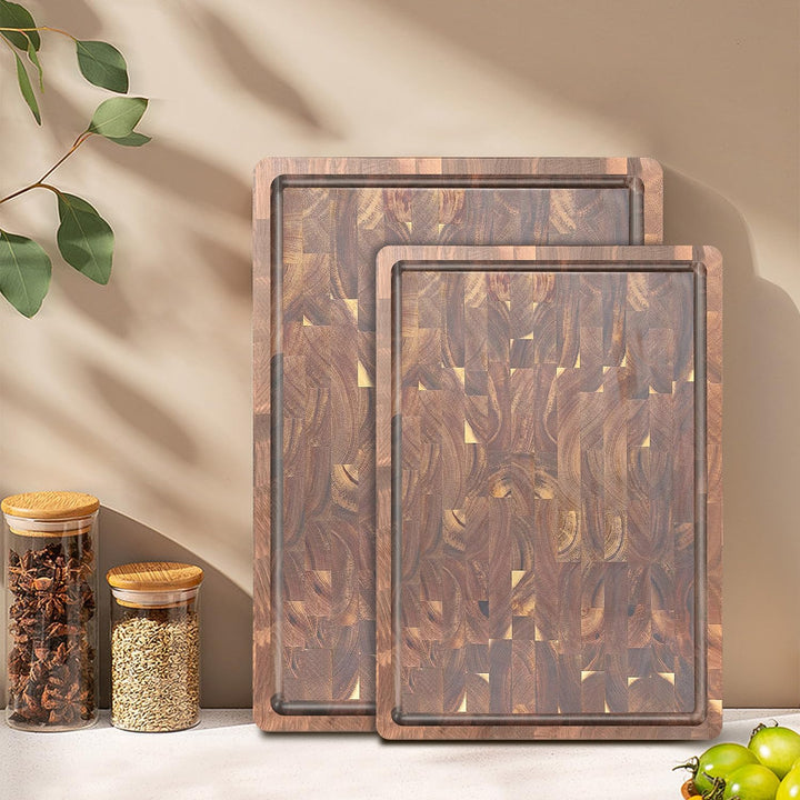 COCOBOSS Large Schneidebrett Holz PREMIUM Akazienholz Schneidebrett für Küchenplatten, mit Saftrutsc