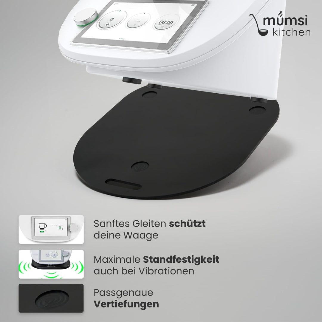 Gleitbrett für Thermomix TM6 & TM5 in schwarz - Hochwertiger Gleiter aus Premium Acrylglas – Rollbre