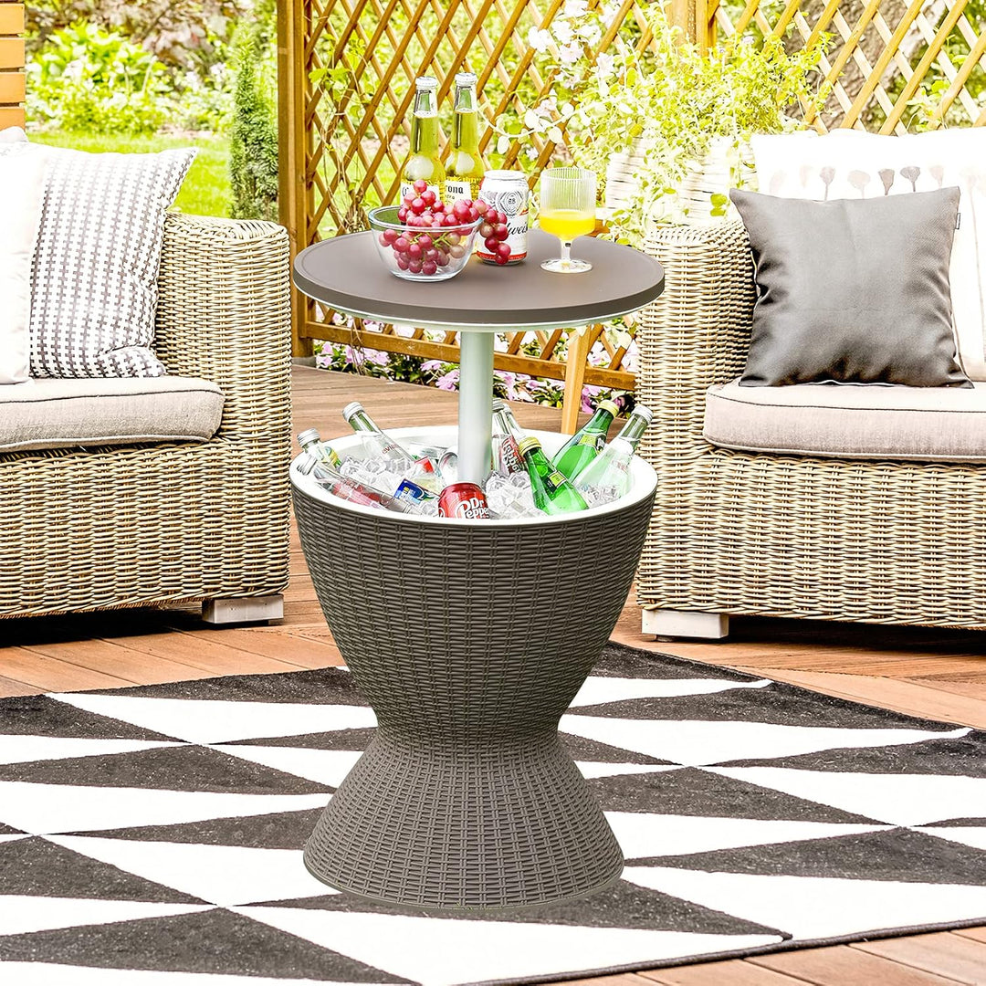 RELAX4LIFE 3 in 1 Beistelltisch mit abnehmbarem Deckel, Gartentisch Höhenverstellbar, 30 L Getränkek