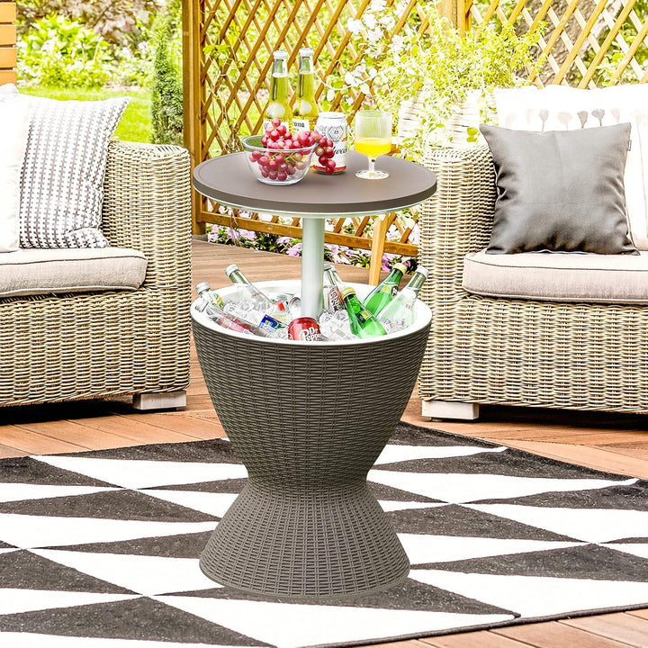 RELAX4LIFE 3 in 1 Beistelltisch mit abnehmbarem Deckel, Gartentisch Höhenverstellbar, 30 L Getränkek
