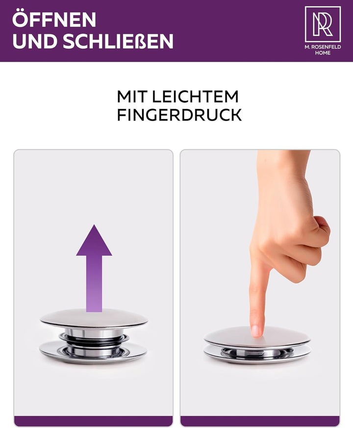 Röhrensiphon Waschbecken aus Messing + Chrom Ablaufgarnitur POP UP Ventil mit Überlauf + Strahlregle