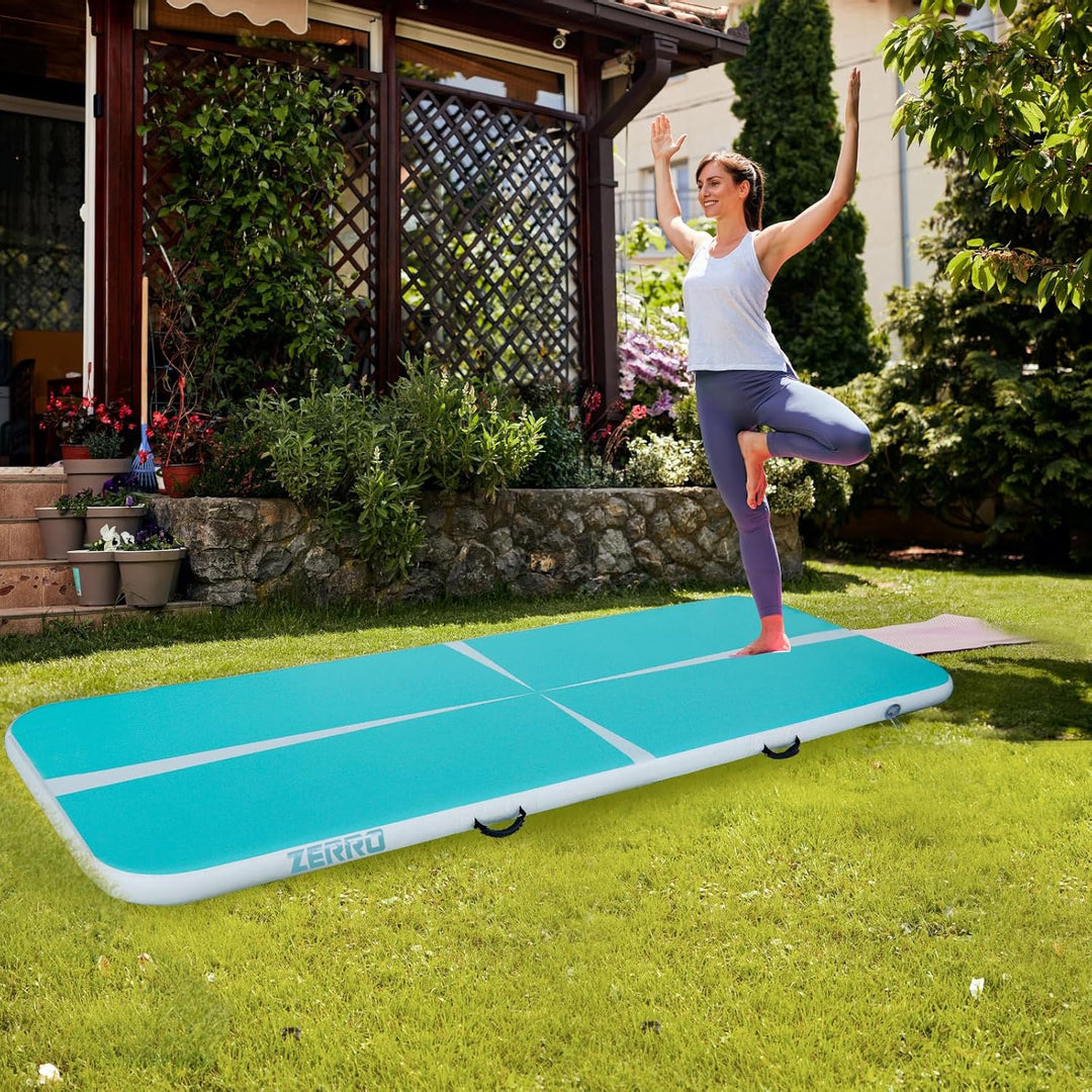 CCLIFE Tumbling Airtrack Turnmatte Rolle Air Roll 1/3/4/5m Aufblasbar Gymnastik klappbar mit Elektri